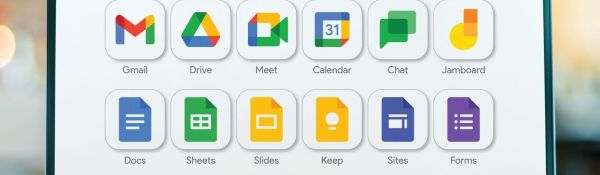 Bureautique : Google Workspace (Drive, Gmail, Calendar, Meet, Forms, Sheets)